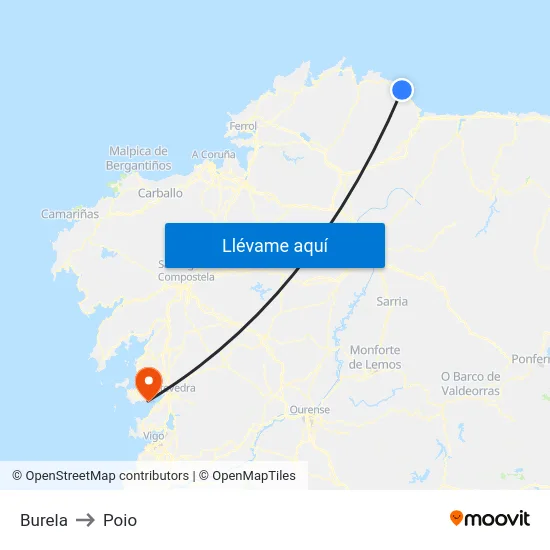 Burela to Poio map