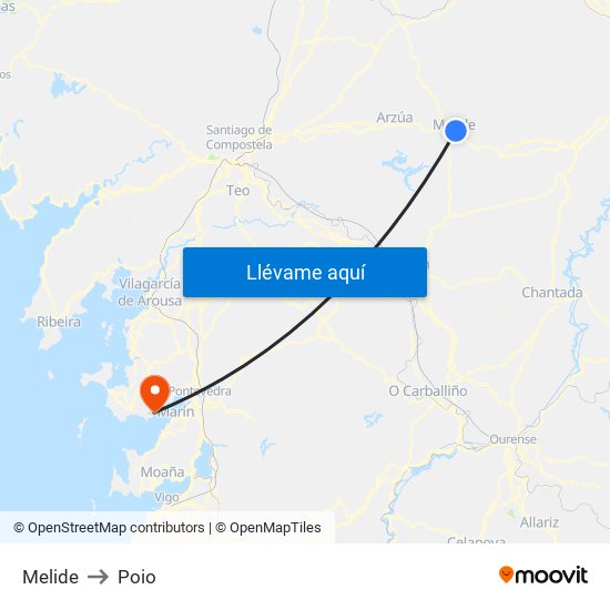 Melide to Poio map