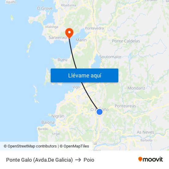 Avenida de Galicia (O Porriño) to Poio map