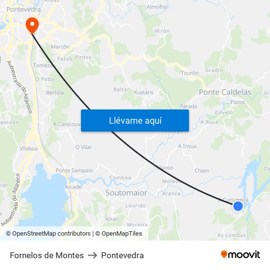 Fornelos de Montes to Pontevedra map