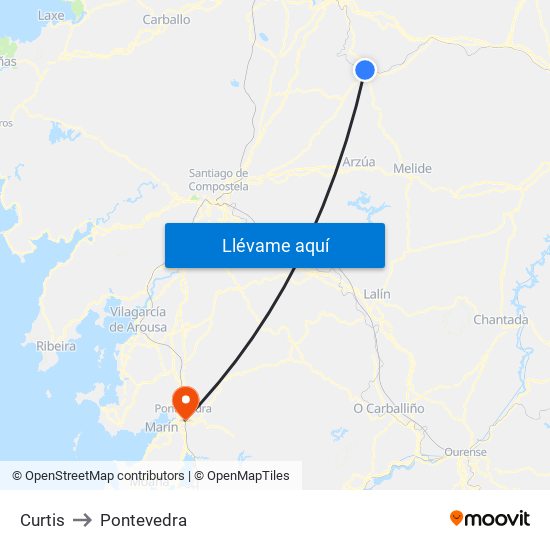 Curtis to Pontevedra map