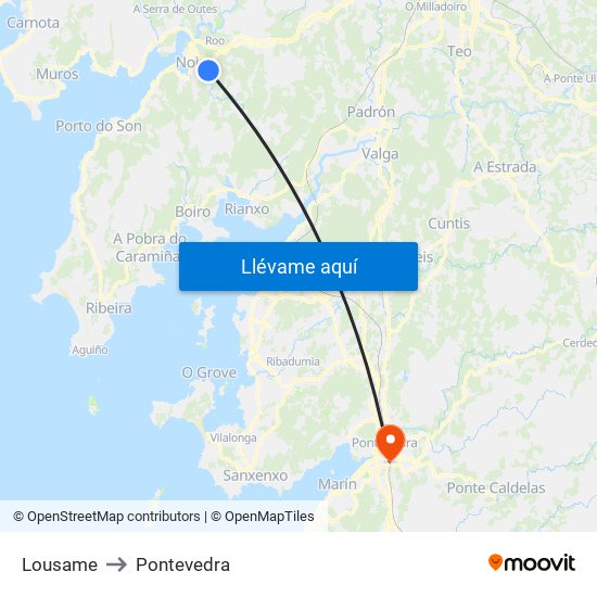 Lousame to Pontevedra map