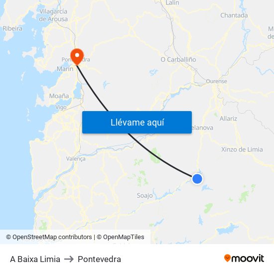 A Baixa Limia to Pontevedra map