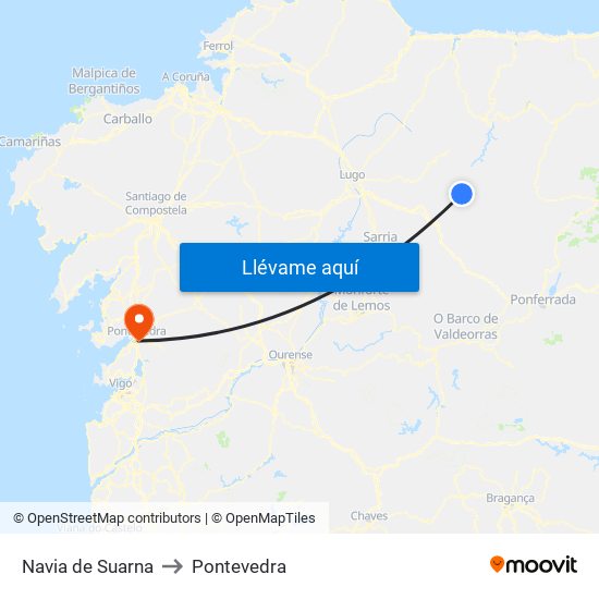 Navia de Suarna to Pontevedra map