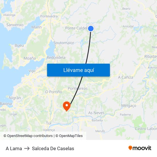 A Lama to Salceda De Caselas map