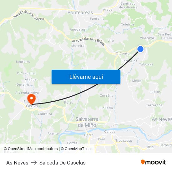 As Neves to Salceda De Caselas map