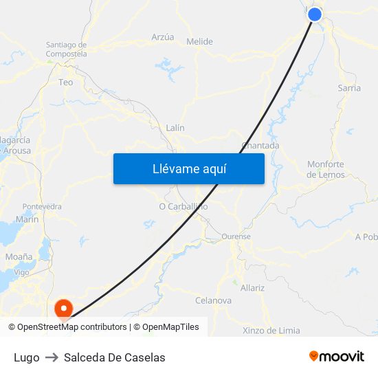 Lugo to Salceda De Caselas map
