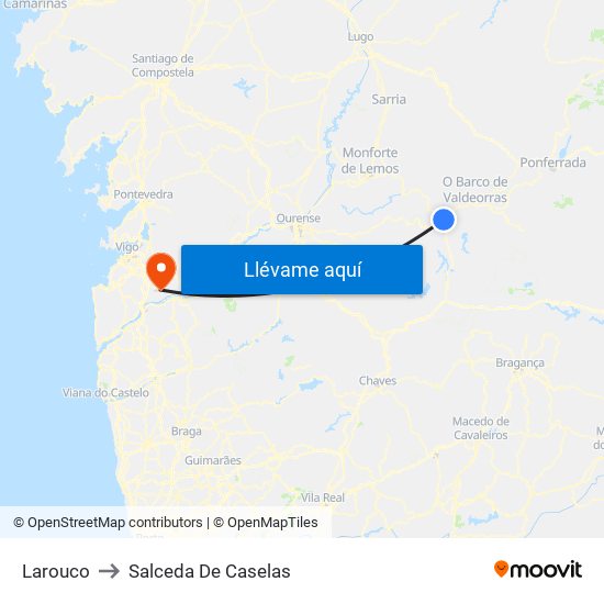 Larouco to Salceda De Caselas map