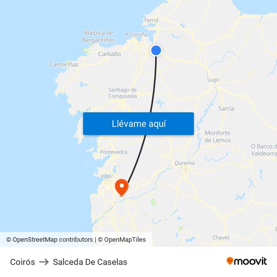 Coirós to Salceda De Caselas map