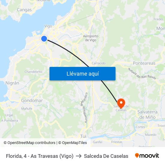 Florida, 4 - As Travesas (Vigo) to Salceda De Caselas map