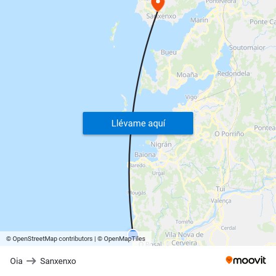 Oia to Sanxenxo map