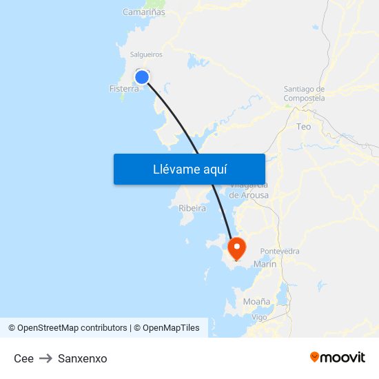 Cee to Sanxenxo map