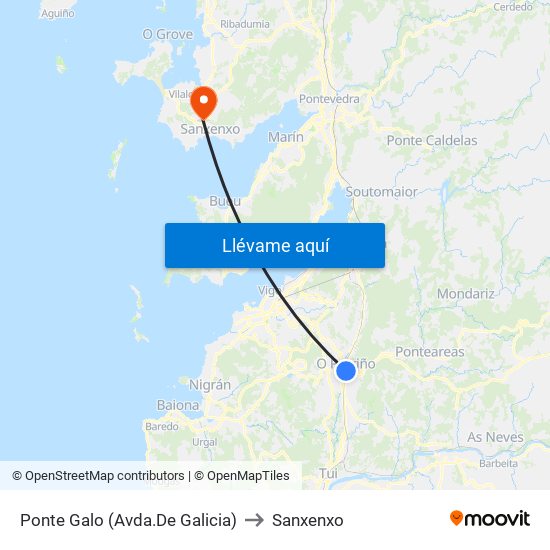 Avenida de Galicia (O Porriño) to Sanxenxo map