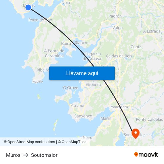 Muros to Soutomaior map