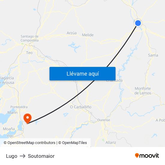 Lugo to Soutomaior map