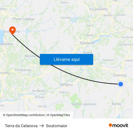 Terra da Celanova to Soutomaior map