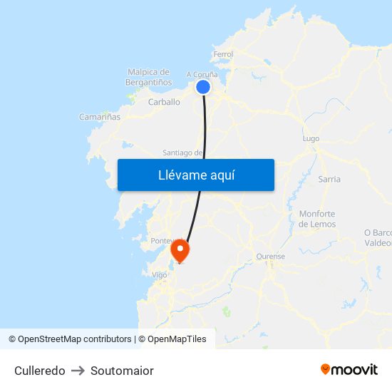 Culleredo to Soutomaior map