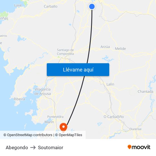 Abegondo to Soutomaior map