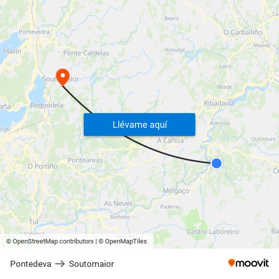 Pontedeva to Soutomaior map