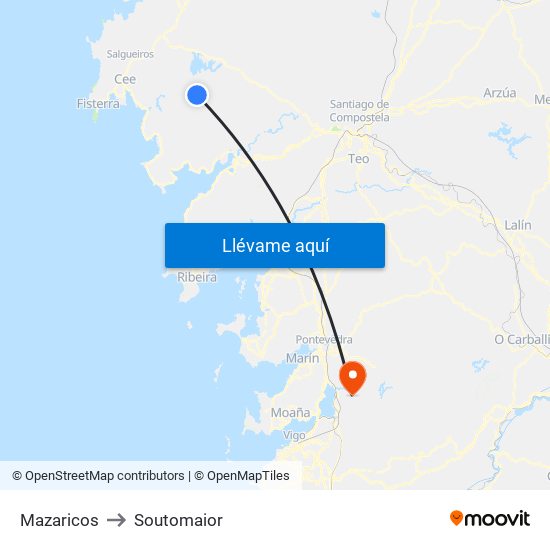 Mazaricos to Soutomaior map