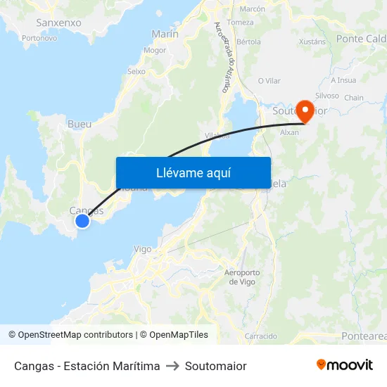 Cangas - Estación Marítima to Soutomaior map
