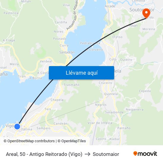 Areal, 50 - Antigo Reitorado (Vigo) to Soutomaior map