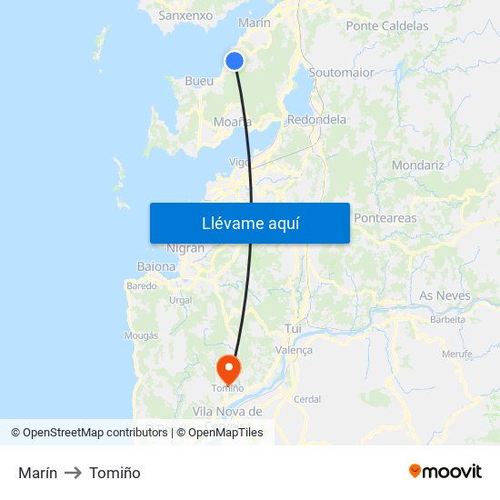 Marín to Tomiño map