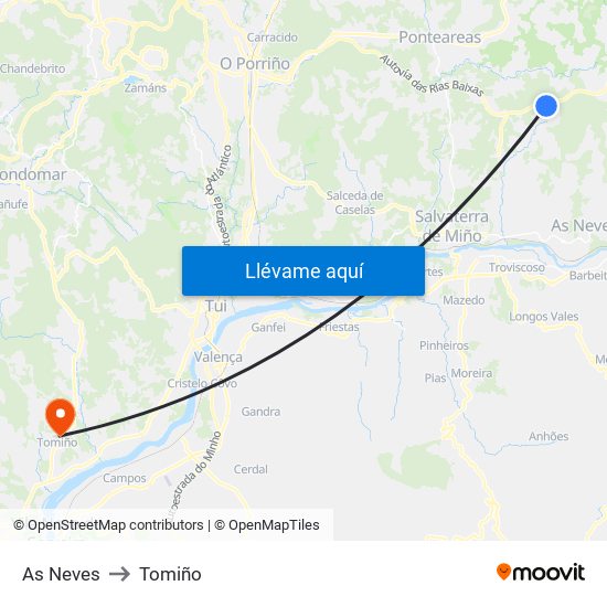 As Neves to Tomiño map