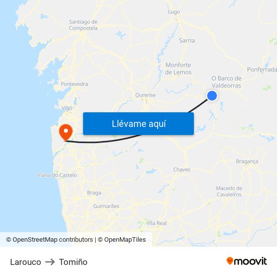 Larouco to Tomiño map