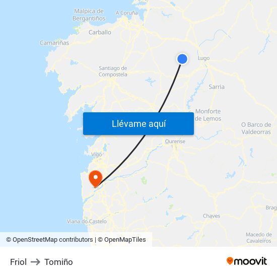 Friol to Tomiño map