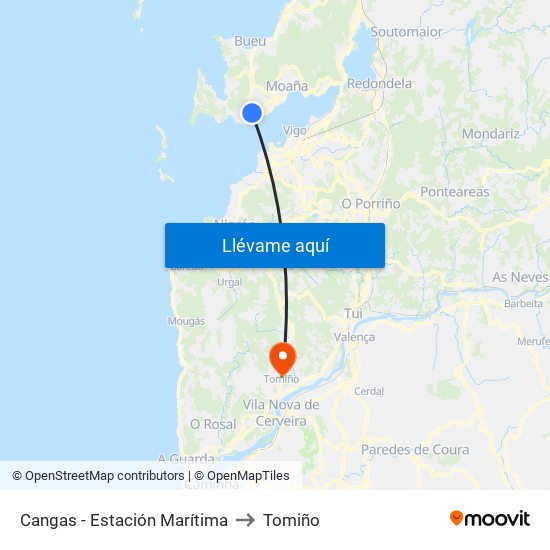 Cangas - Estación Marítima to Tomiño map