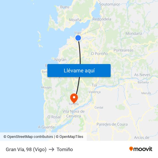 Gran Vía, 98 (Vigo) to Tomiño map
