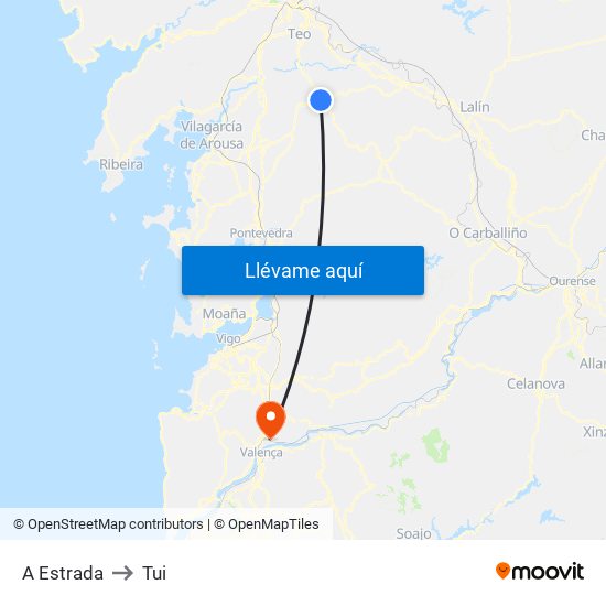 A Estrada to Tui map