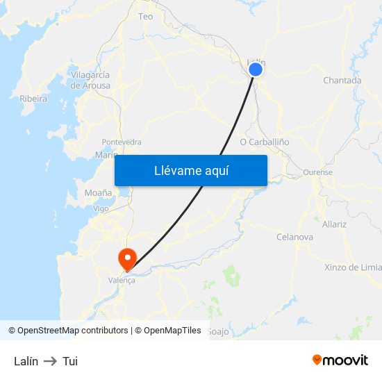 Lalín to Tui map