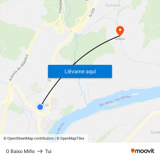 O Baixo Miño to Tui map
