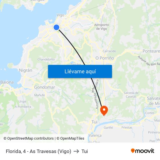 Florida, 4 - As Travesas (Vigo) to Tui map