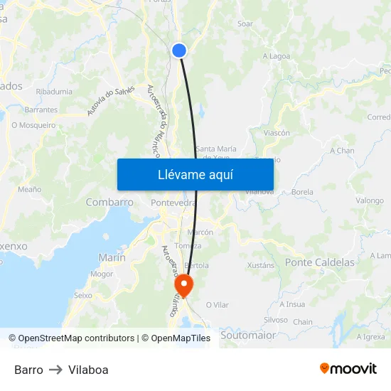 Barro to Vilaboa map