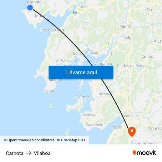 Carnota to Vilaboa map