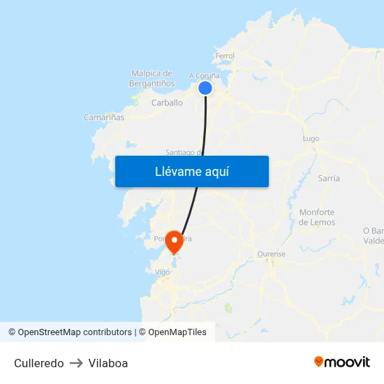 Culleredo to Vilaboa map