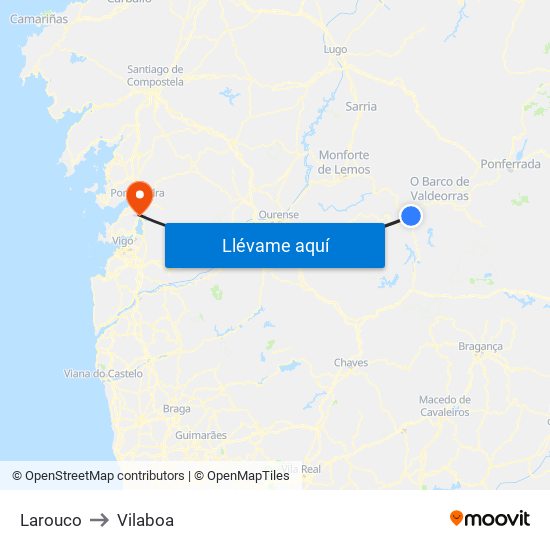 Larouco to Vilaboa map
