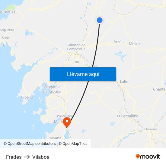 Frades to Vilaboa map