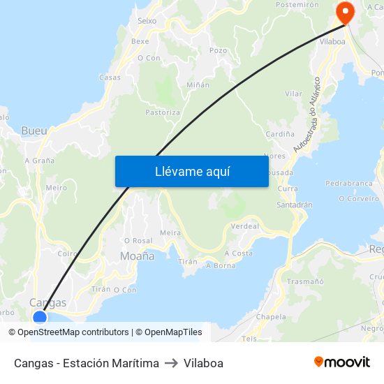 Cangas - Estación Marítima to Vilaboa map