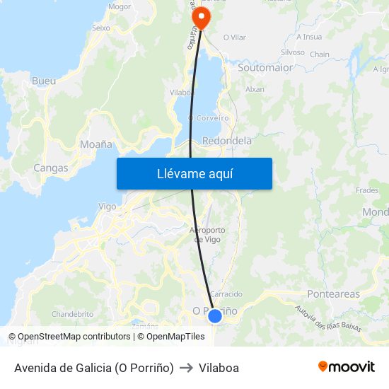 Avenida de Galicia (O Porriño) to Vilaboa map