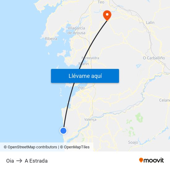 Oia to A Estrada map