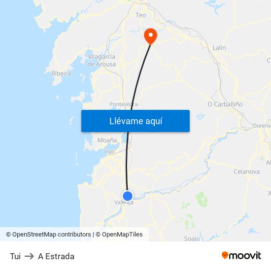Tui to A Estrada map