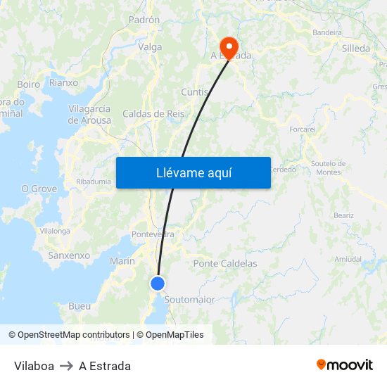 Vilaboa to A Estrada map