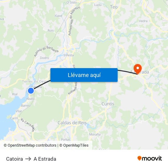 Catoira to A Estrada map