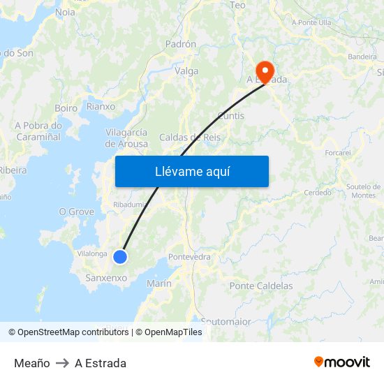 Meaño to A Estrada map