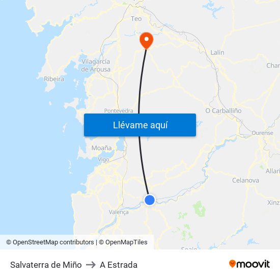 Salvaterra de Miño to A Estrada map