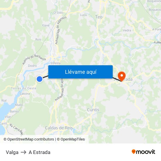 Valga to A Estrada map